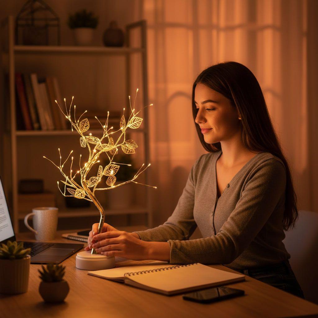 Lampara de Mesa Arbol Bonsai 72 Led Usb Velador Decoracion-2