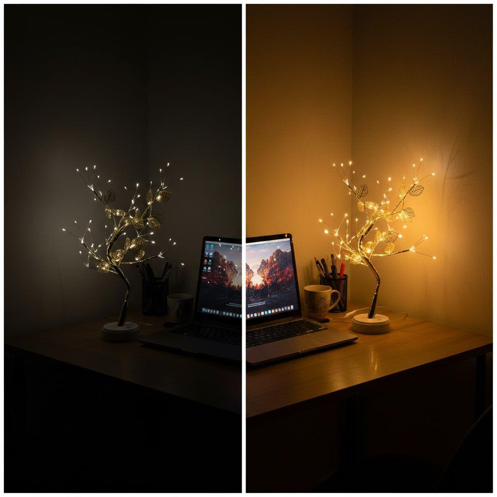 Lampara de Mesa Arbol Bonsai 72 Led Usb Velador Decoracion-4