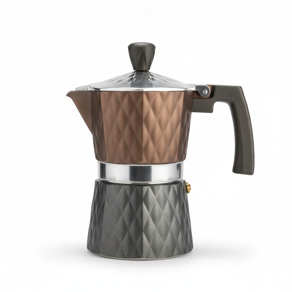 Cafetera Moka 3 Tazas Acero Inoxidable Greca Cobre-0