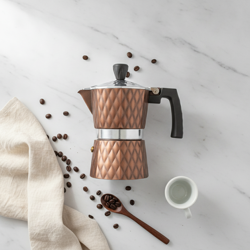 Cafetera Moka 3 Tazas Acero Inoxidable Greca Cobre-3