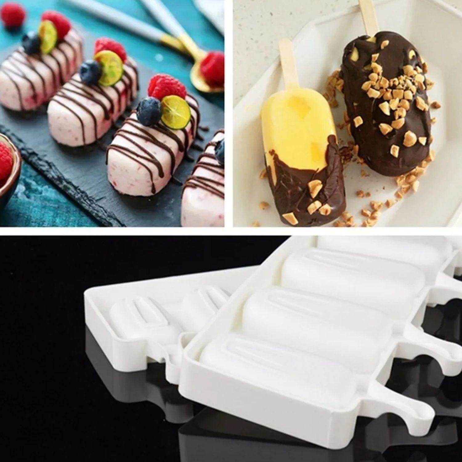 Molde Silicona Helado Paletas Con 4 Cavidades Reposteria-3