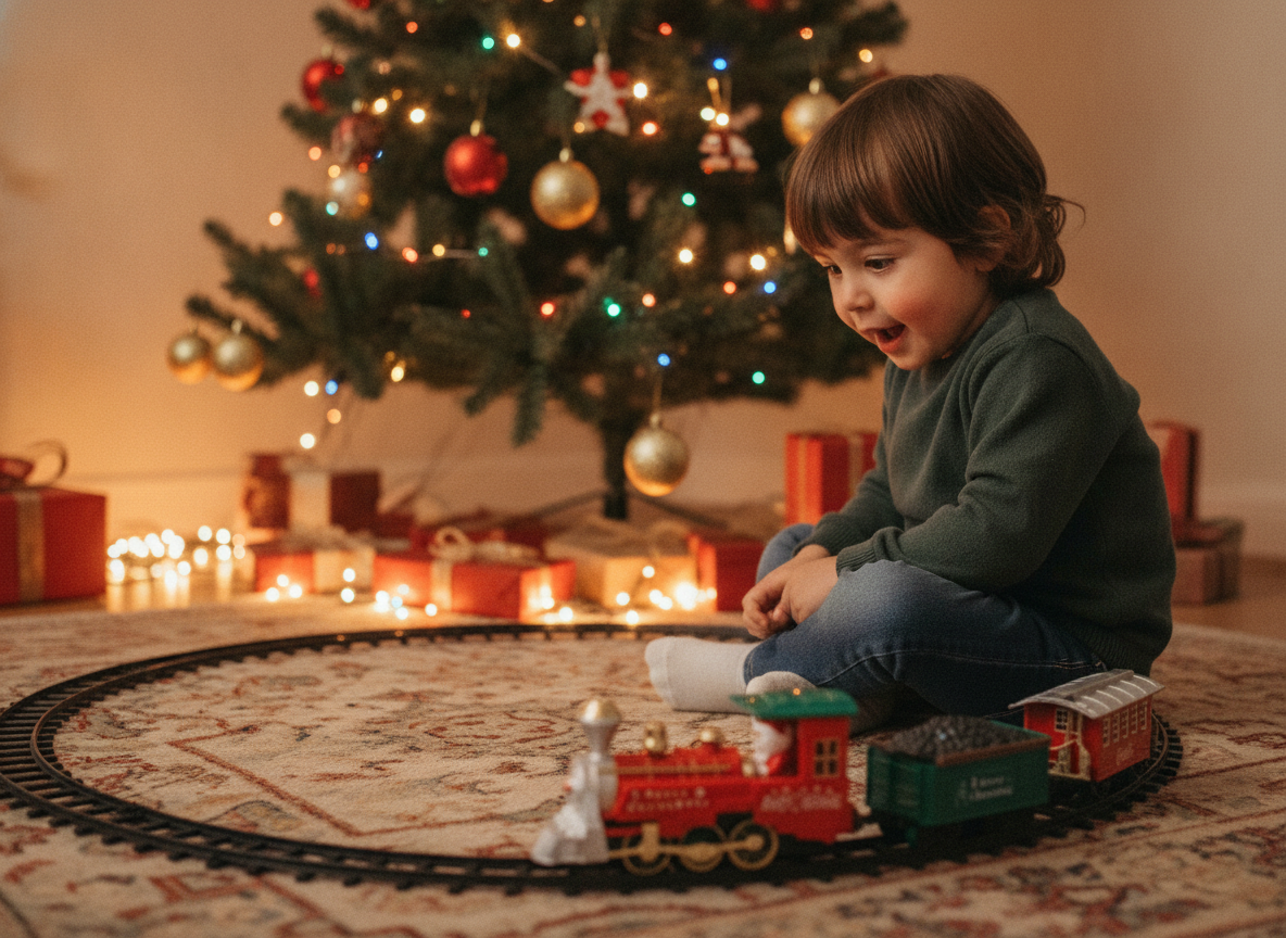 Tren Navideño Clásico con Rieles Locomotora 17 Piezas-2