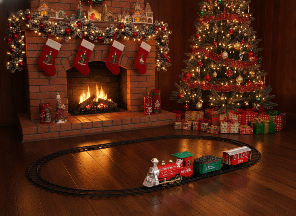 Tren Navideño Clásico con Rieles Locomotora 17 Piezas-3
