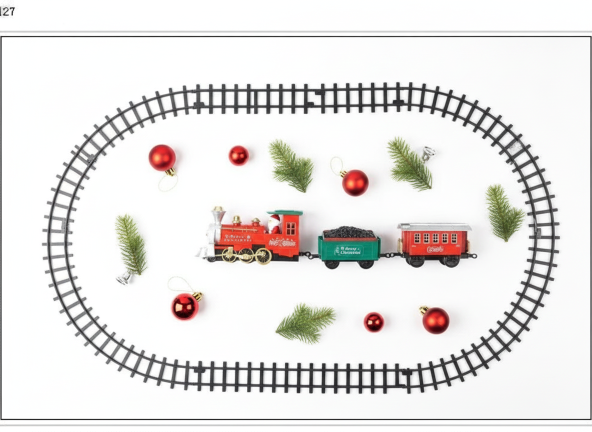 Tren Navideño Clásico con Rieles Locomotora 17 Piezas-7