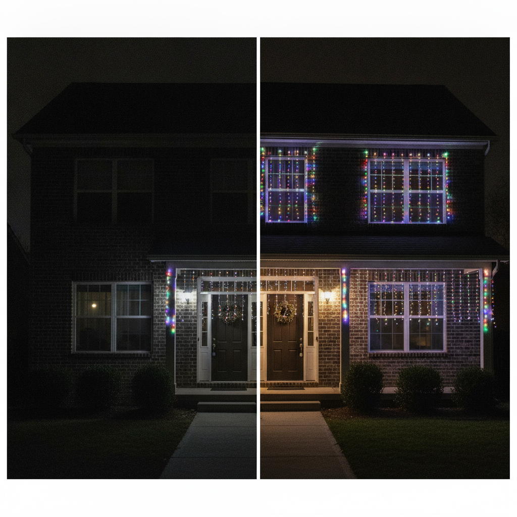 Cortina Luces Solar 200 LED RGB 3x2m Navidad Luces Exterior-1