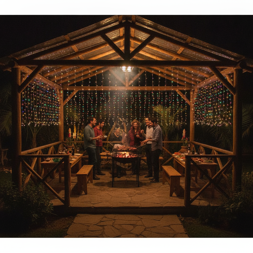 Cortina Luces Solar 200 LED RGB 3x2m Navidad Luces Exterior-3