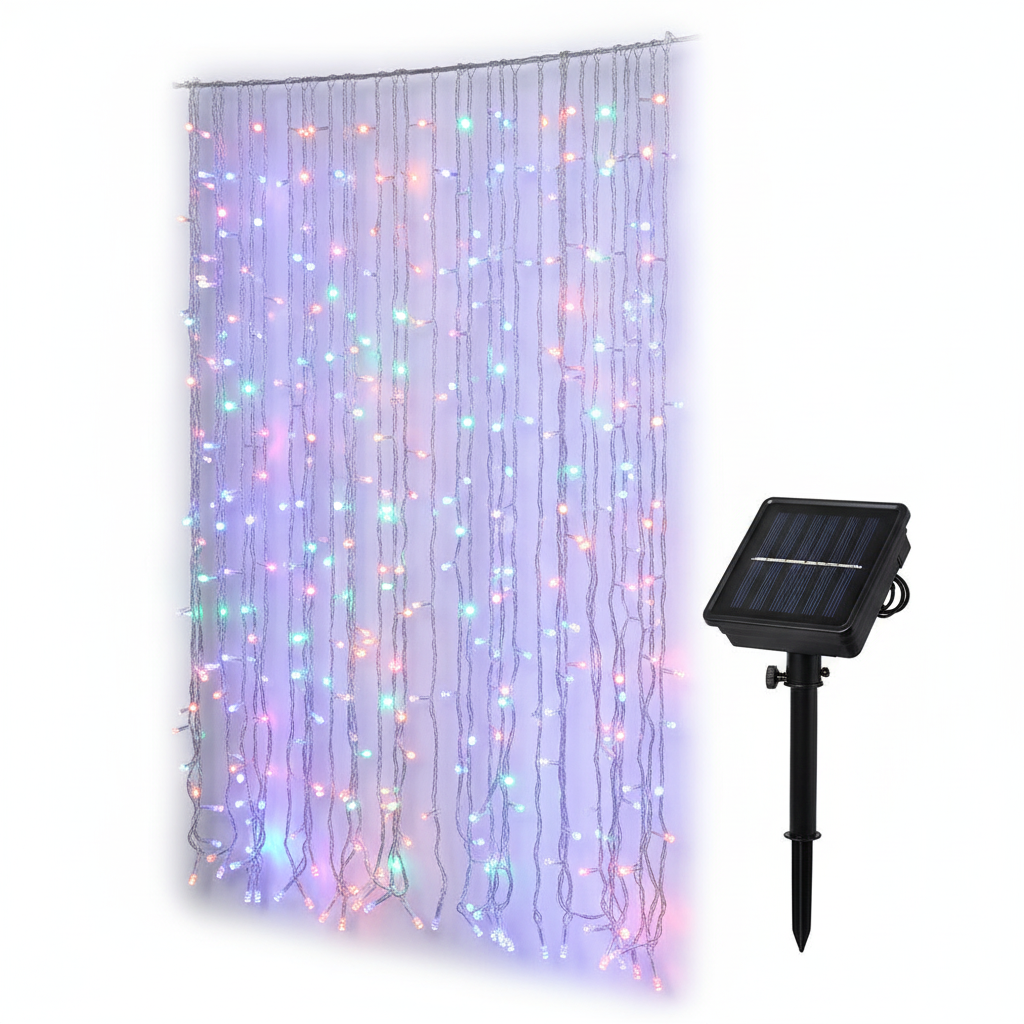 Cortina Luces Solar 200 LED RGB 3x2m Navidad Luces Exterior-8