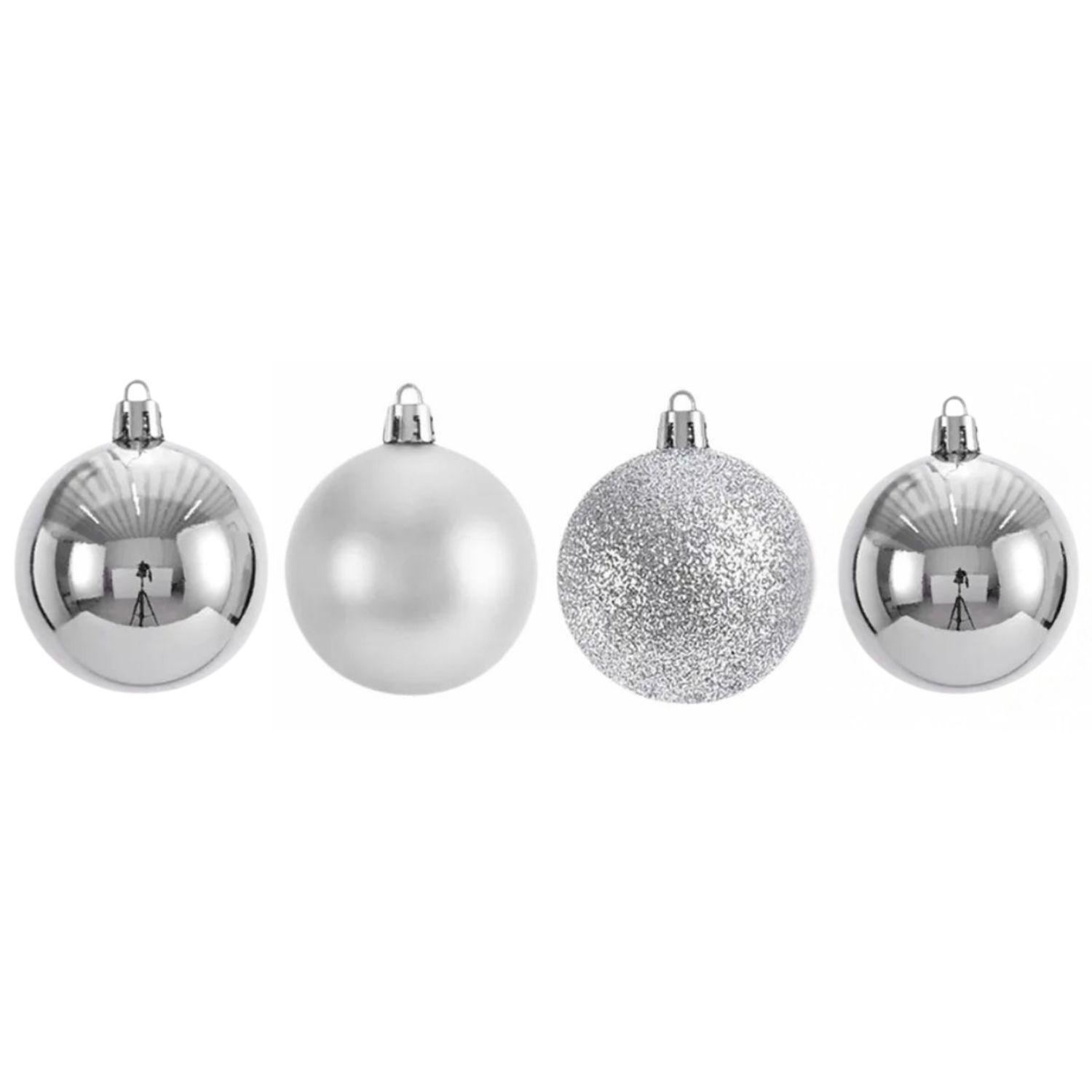 4 Bambalinas Esferas Navideña Plateado 12cm Decoracion Navidad-0