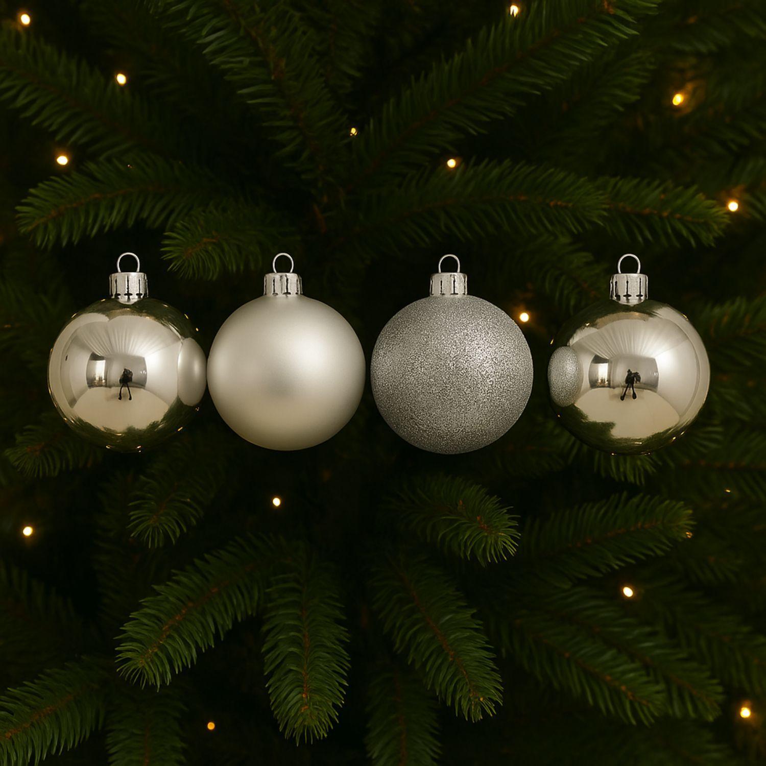 4 Bambalinas Esferas Navideña Plateado 12cm Decoracion Navidad-1
