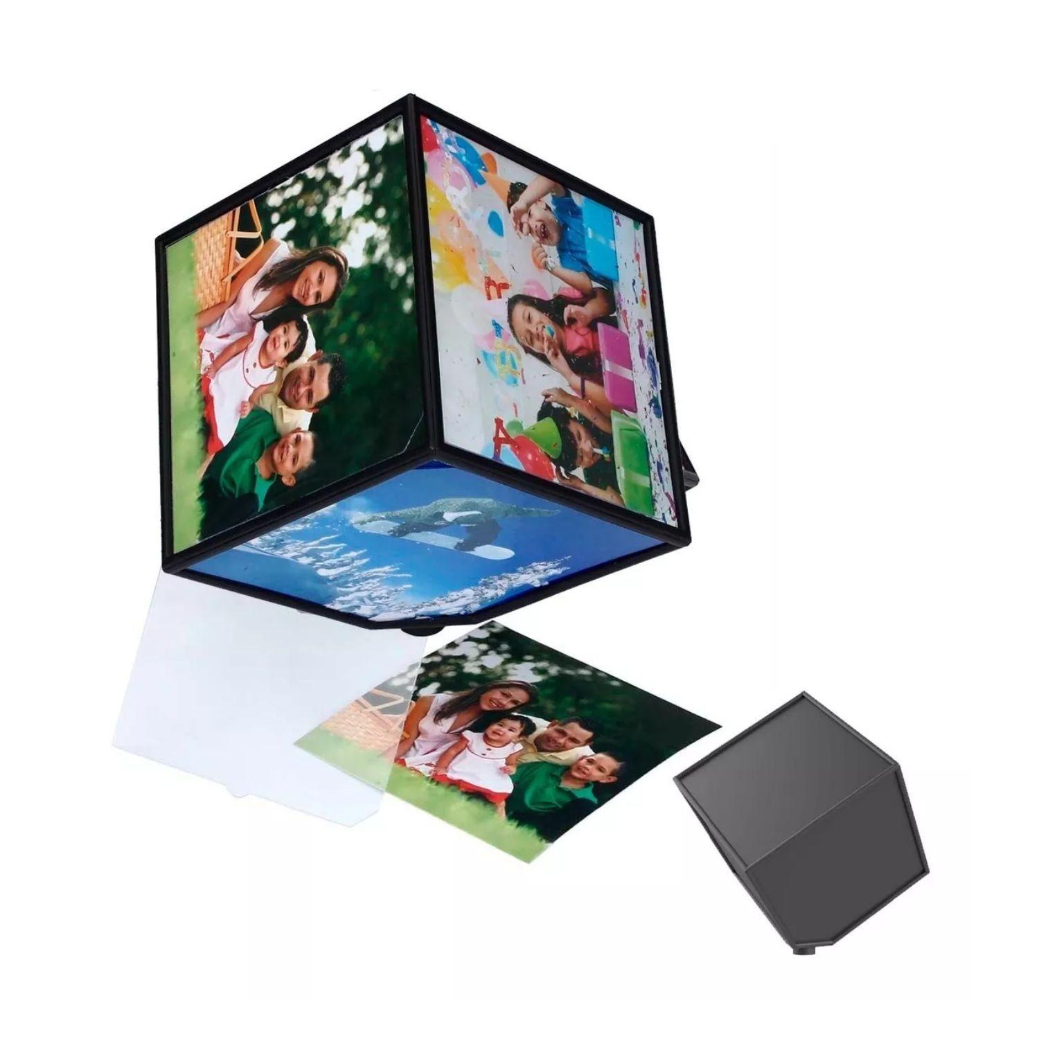 Cubo Rotativo 360 Foto Negro 11cm Para Exhibición Imágenes-0