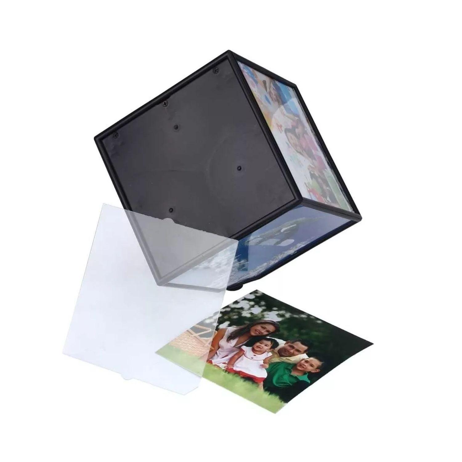 Cubo Rotativo 360 Foto Negro 11cm Para Exhibición Imágenes-1