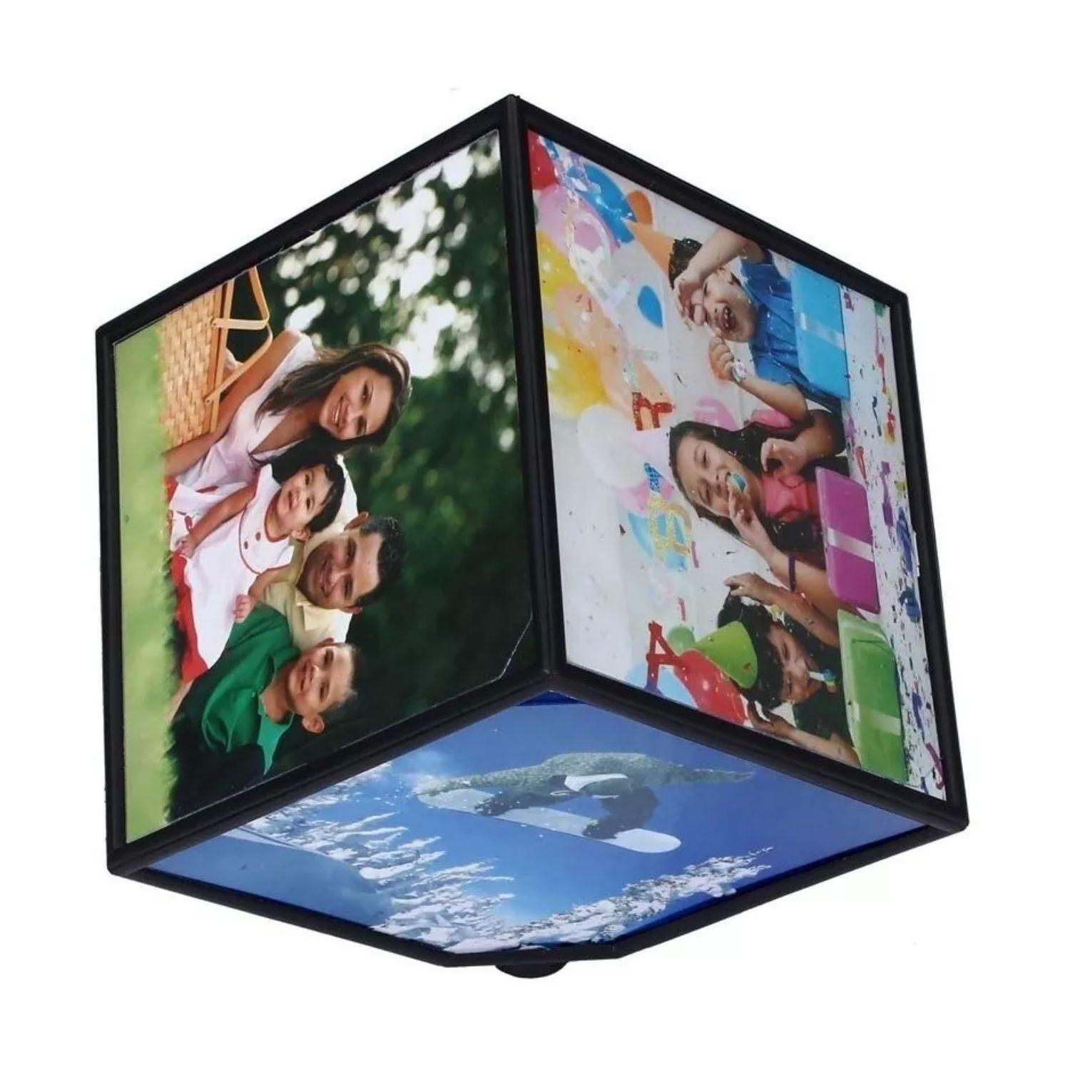 Cubo Rotativo 360 Foto Negro 11cm Para Exhibición Imágenes-2