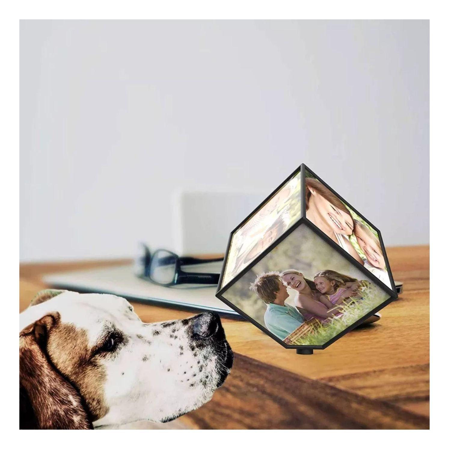 Cubo Rotativo 360 Foto Negro 11cm Para Exhibición Imágenes-3