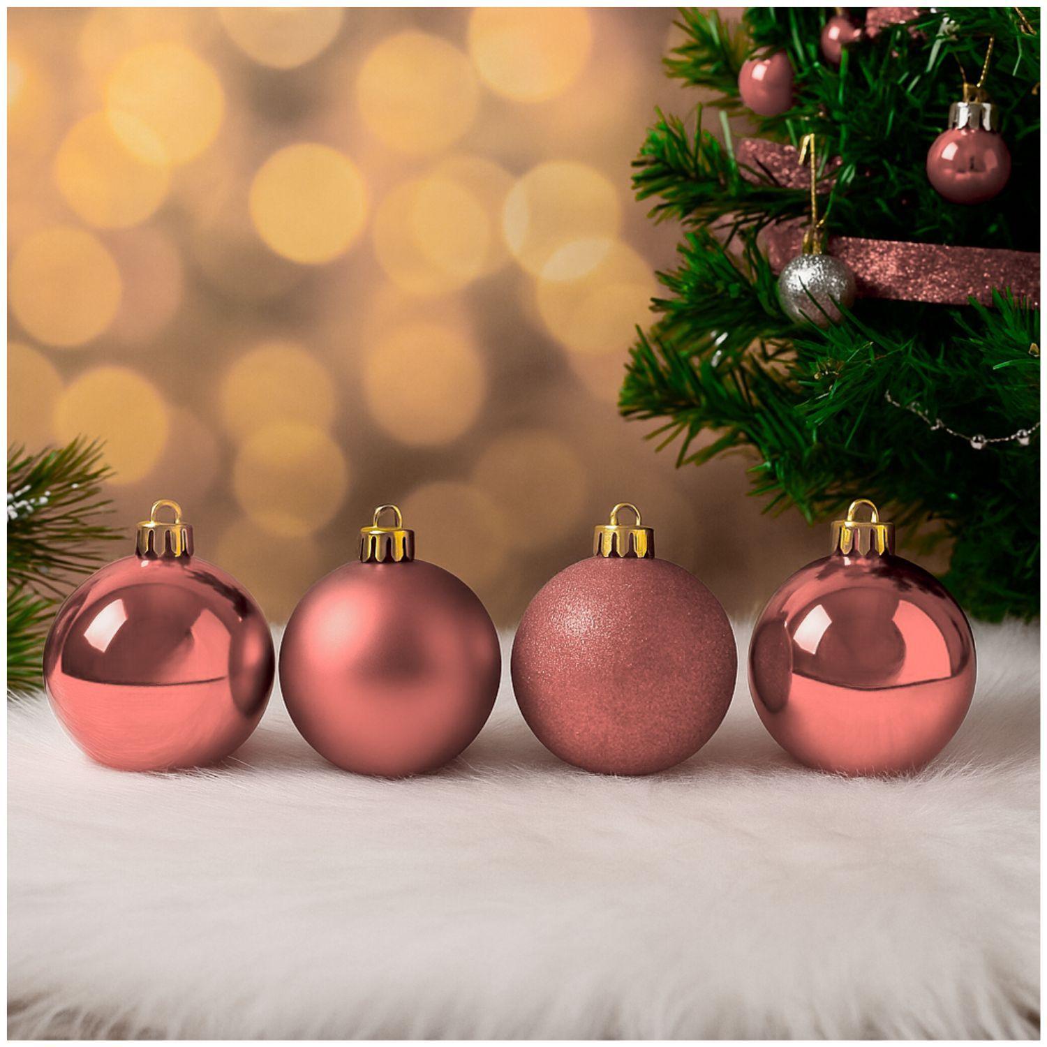 10 Bambalinas Navideña Esfera 6cm Oro Rosa Adorno Decoración-2