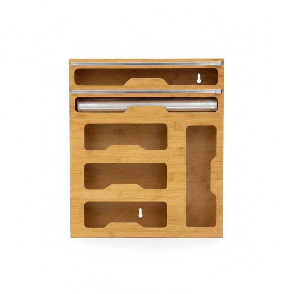 Organizador Cocina Bambú Papel Aluminio Film Bolsas Cocina-5
