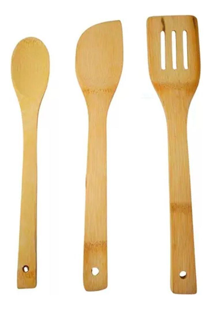 Set 3 Utensilios de Cocina De Bambu Bamboo Para Cocinar-0