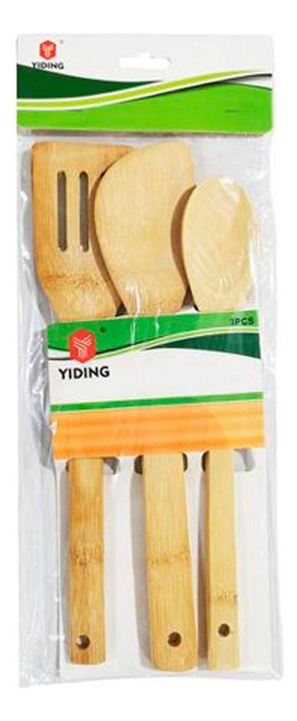 Set 3 Utensilios de Cocina De Bambu Bamboo Para Cocinar-1