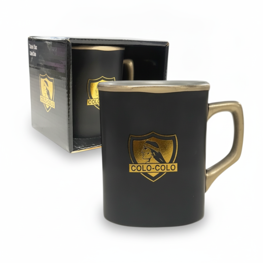 Tazón Colo Colo Negro Dorado 525ml Cuadrado Ceramica Taza-0
