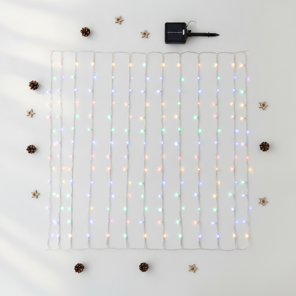 Luces Solares Navidad Cortina LED 300L 3x3m RGB Exterior-6