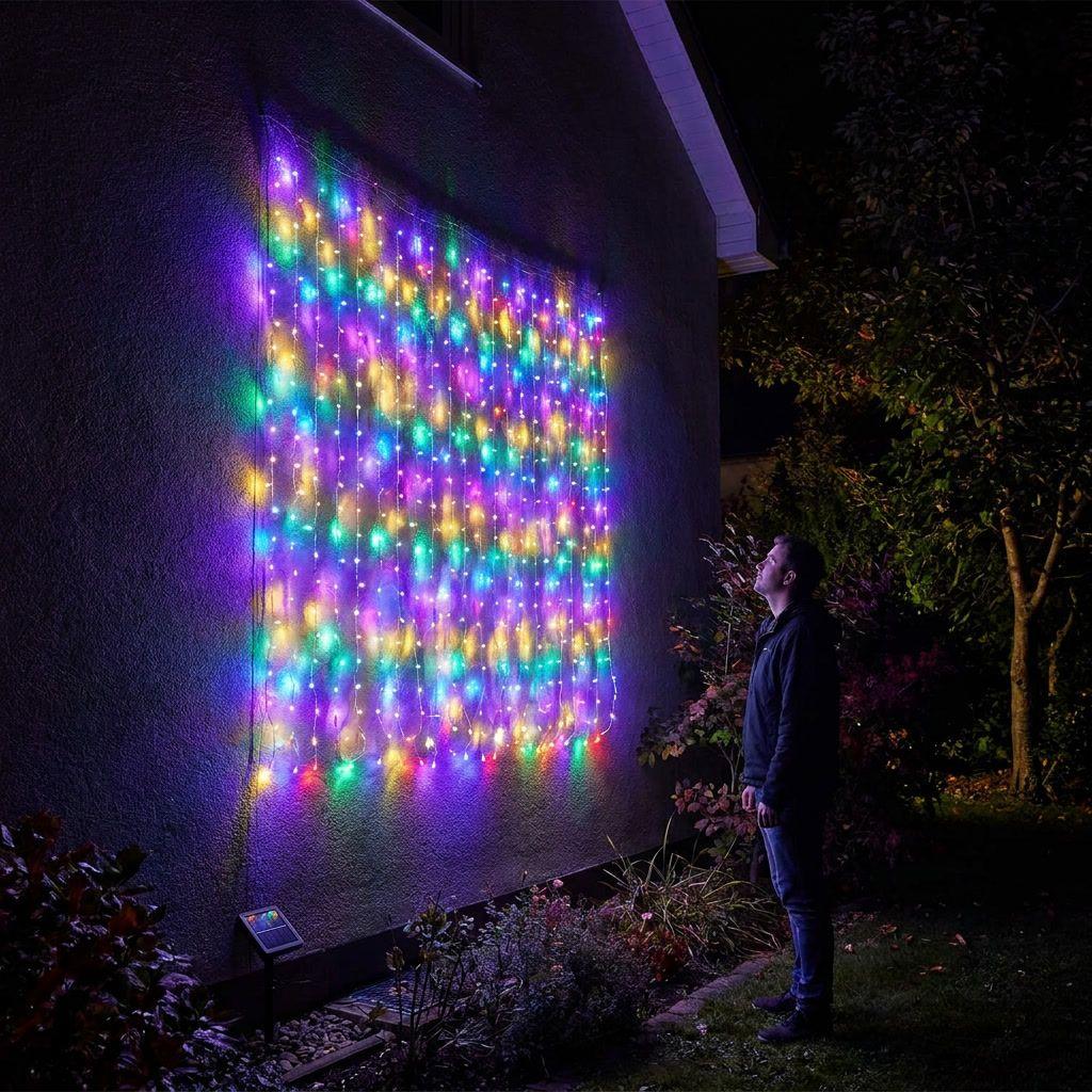Luces Solares Navidad Cortina LED 300L 3x3m RGB Exterior-9