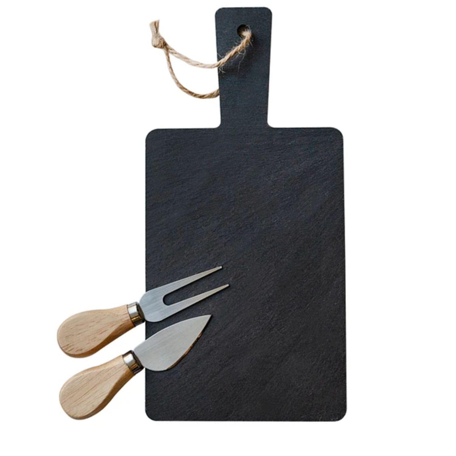 Set Aperitivo 3 Piezas Tabla 28x14cm Piedra Pizarra Wayu Cocina-0