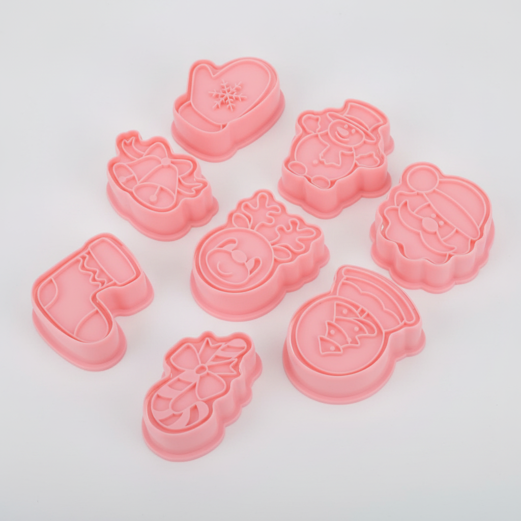 Set 8 Cortadores Galletas Navidad Moldes Sello Repostería-6