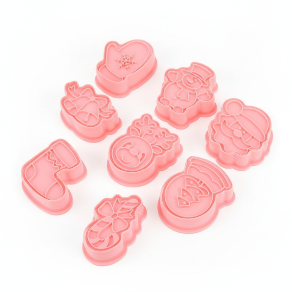 Set 8 Cortadores Galletas Navidad Moldes Sello Repostería-8