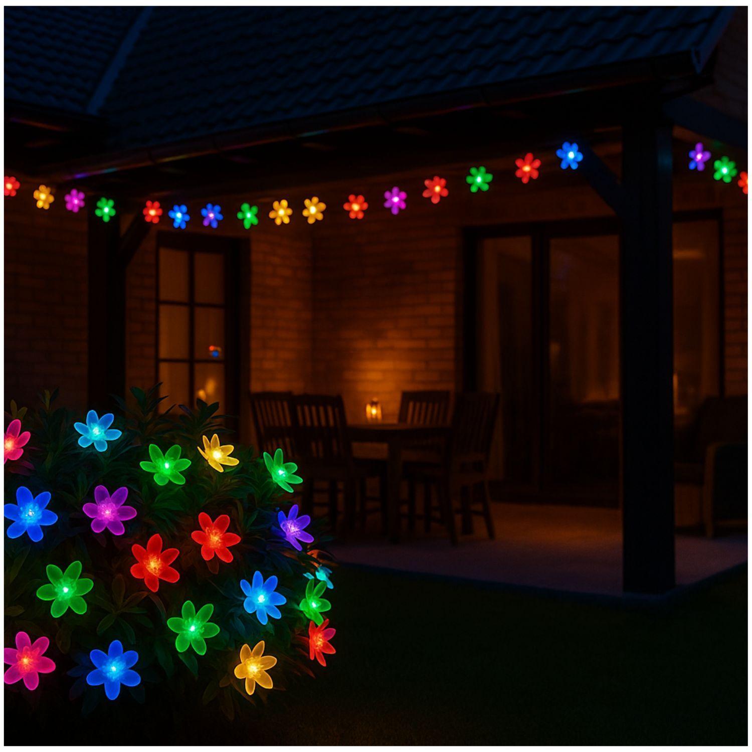 Luces Navidad Led Flores Solar 4M RGB Decoracion Jardin-2