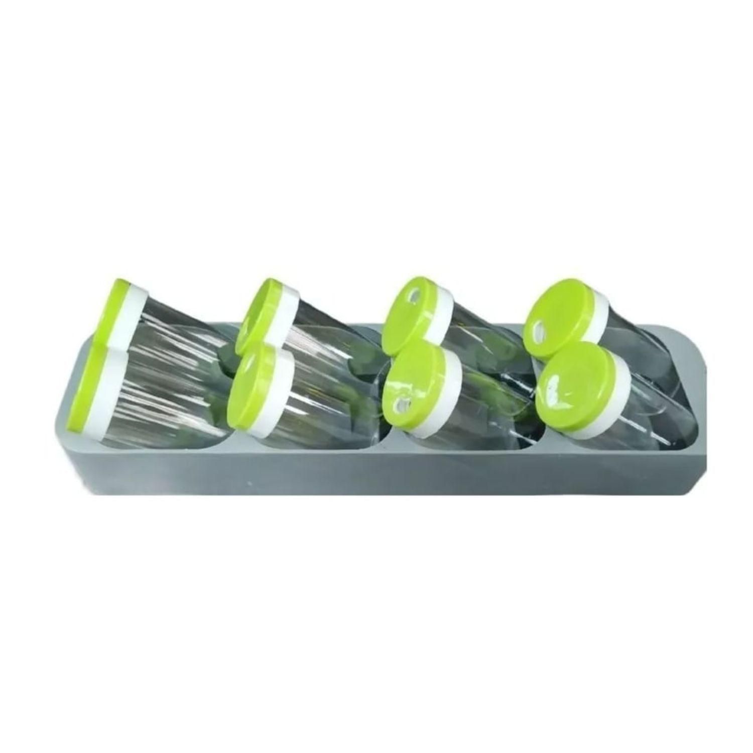 Especiero 8 Frascos Verde 39cm Organizador De Especias-0