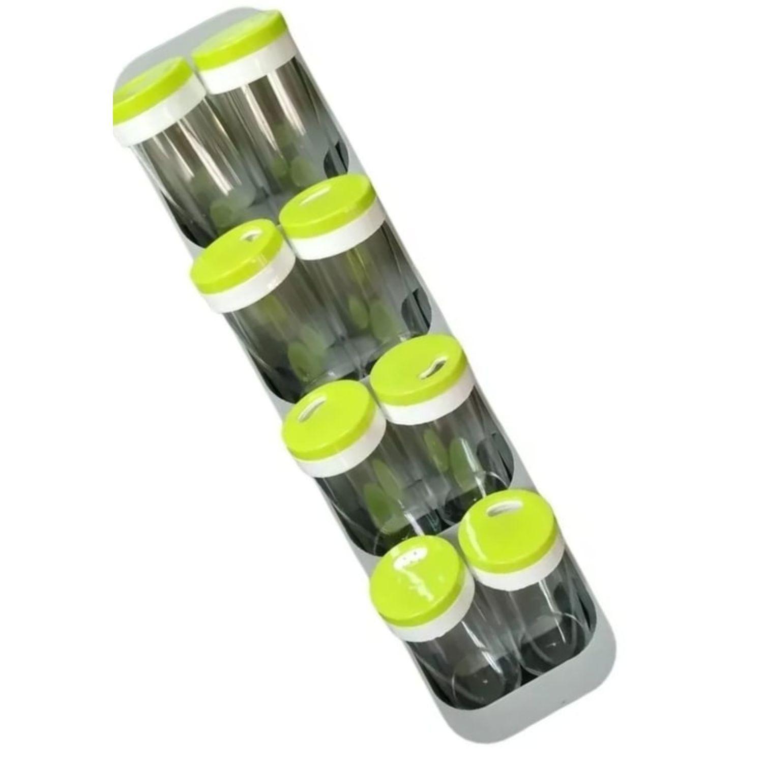 Especiero 8 Frascos Verde 39cm Organizador De Especias-1