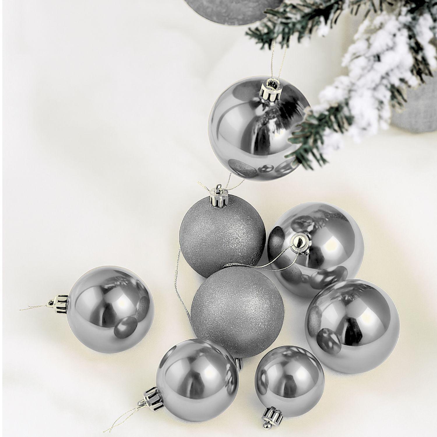 10 Bambalinas Navideña Esfera 6cm Plateado Adorno Decoración-1