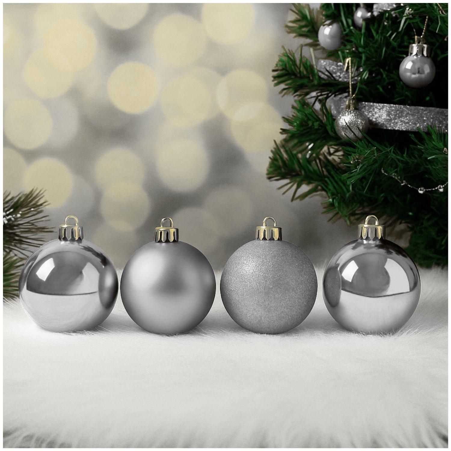 10 Bambalinas Navideña Esfera 6cm Plateado Adorno Decoración-2
