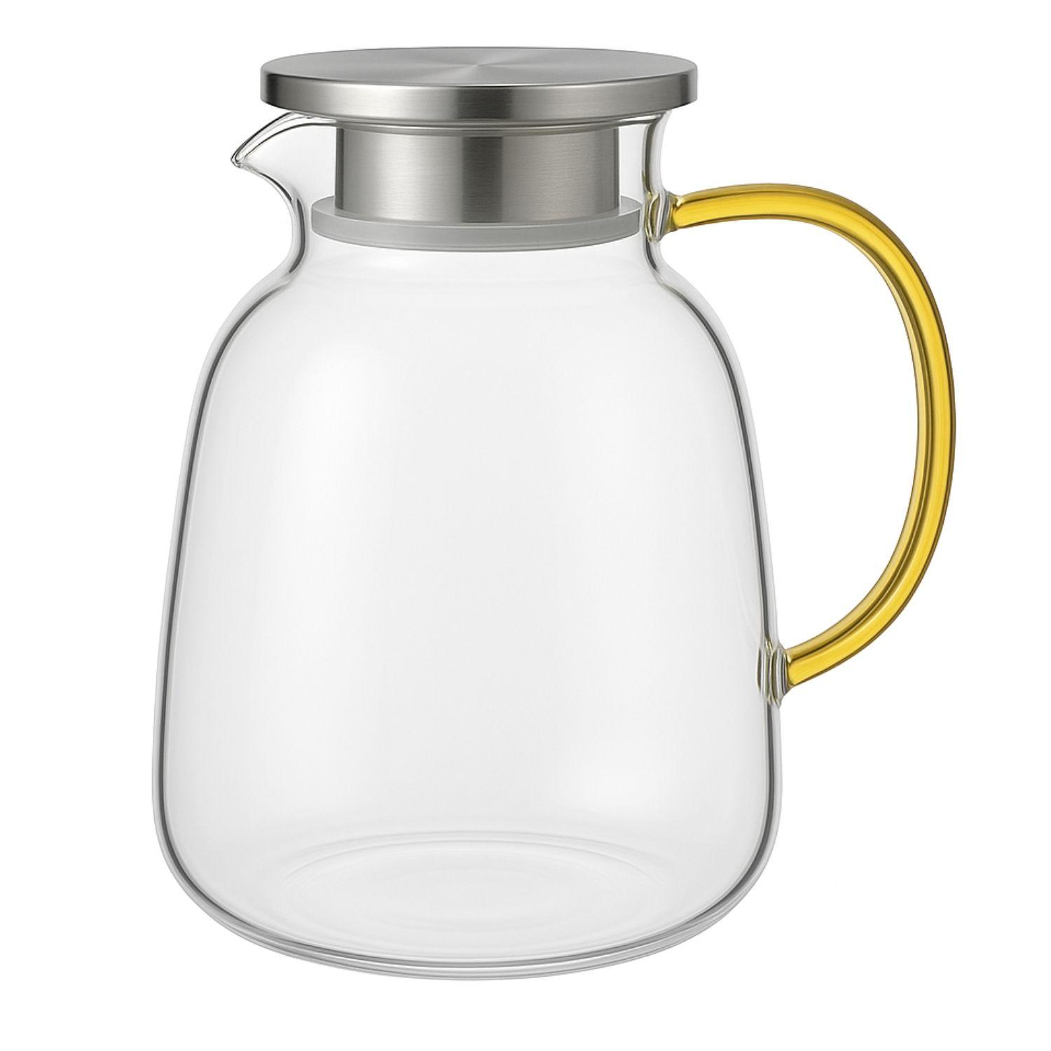 Tetera Vidrio 1750mL Con Tapa Infusor Mango Dorado Tetera Te-0