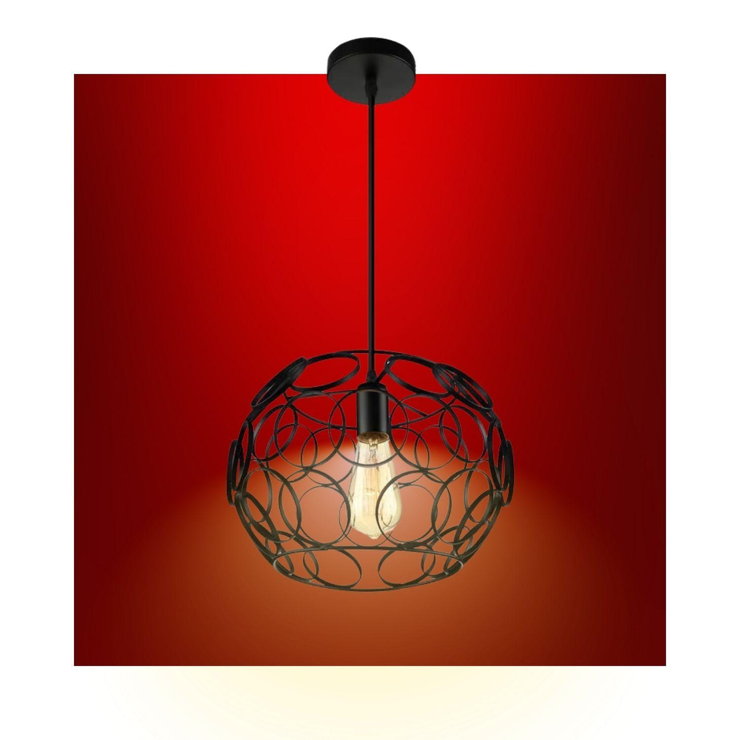 Lamparas Colgantes Jaula Industrial Luz Retro Vintage Negro-2