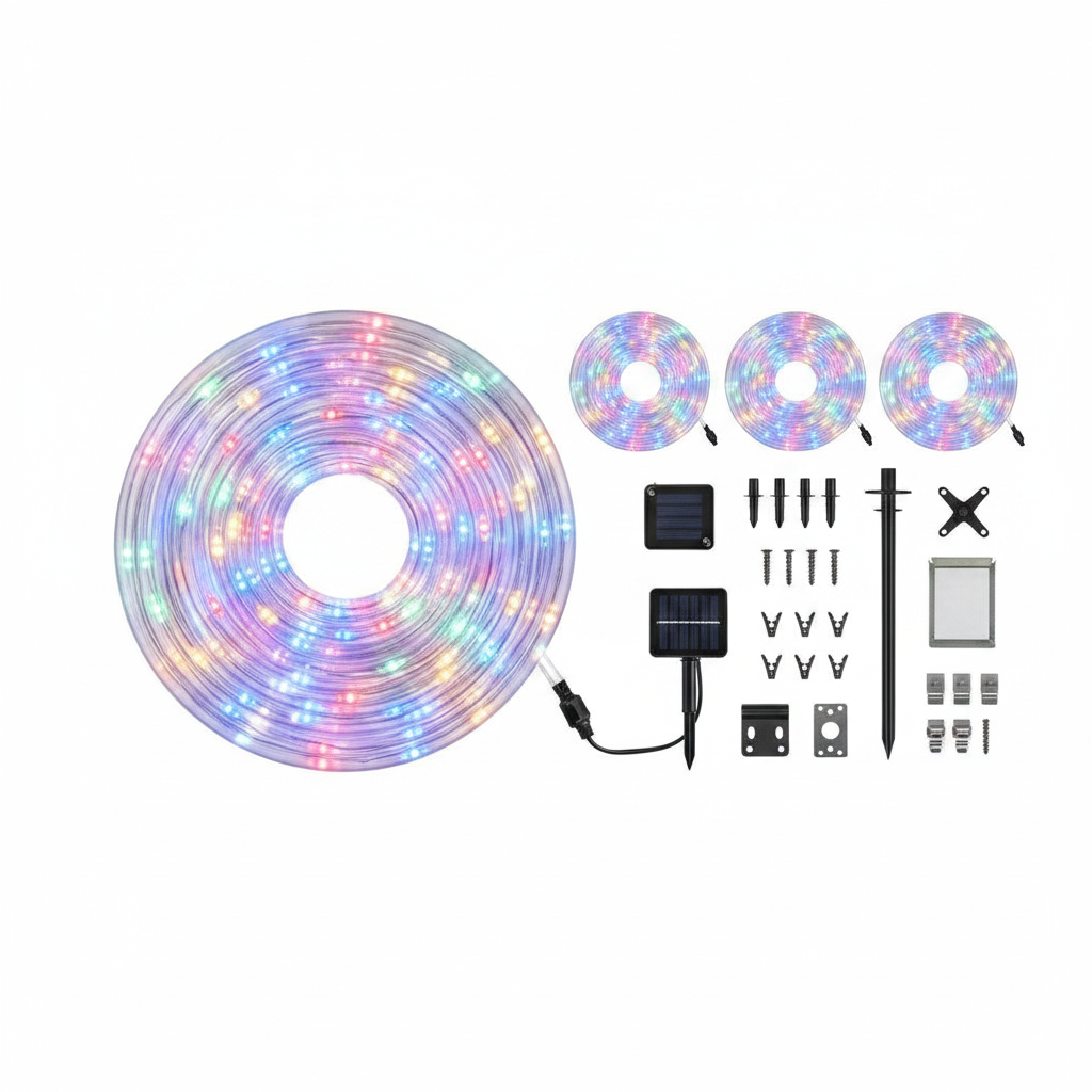 Manguera LED Solar 10 Metros 100 Luces Multicolor Exterior-9