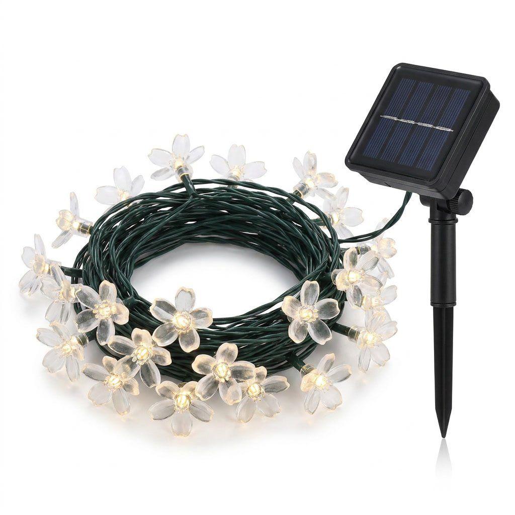 Guirnalda Solar 20 Luces Flores Led 6m Luz Cálida Jardín-0