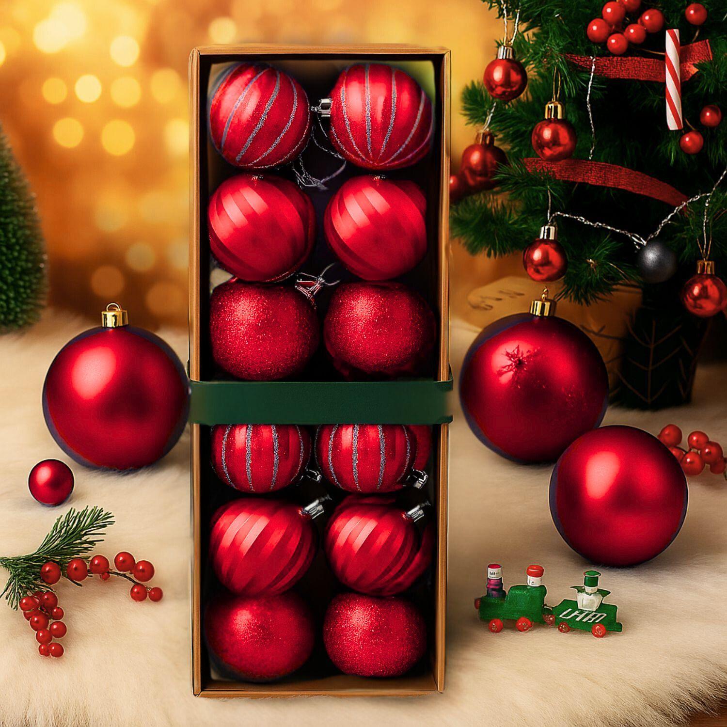 12 Bambalinas Esferas Navideñas Rojo 6cm Decoracion Navidad-2