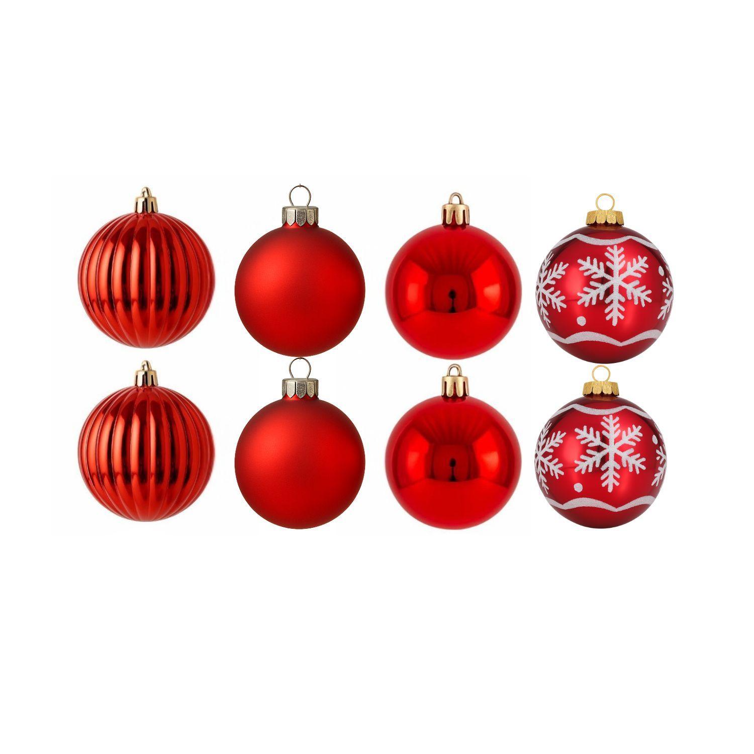 Set 8 Bambalinas Esferas Navideñas 6cm Rojo Adorno Navidad-0