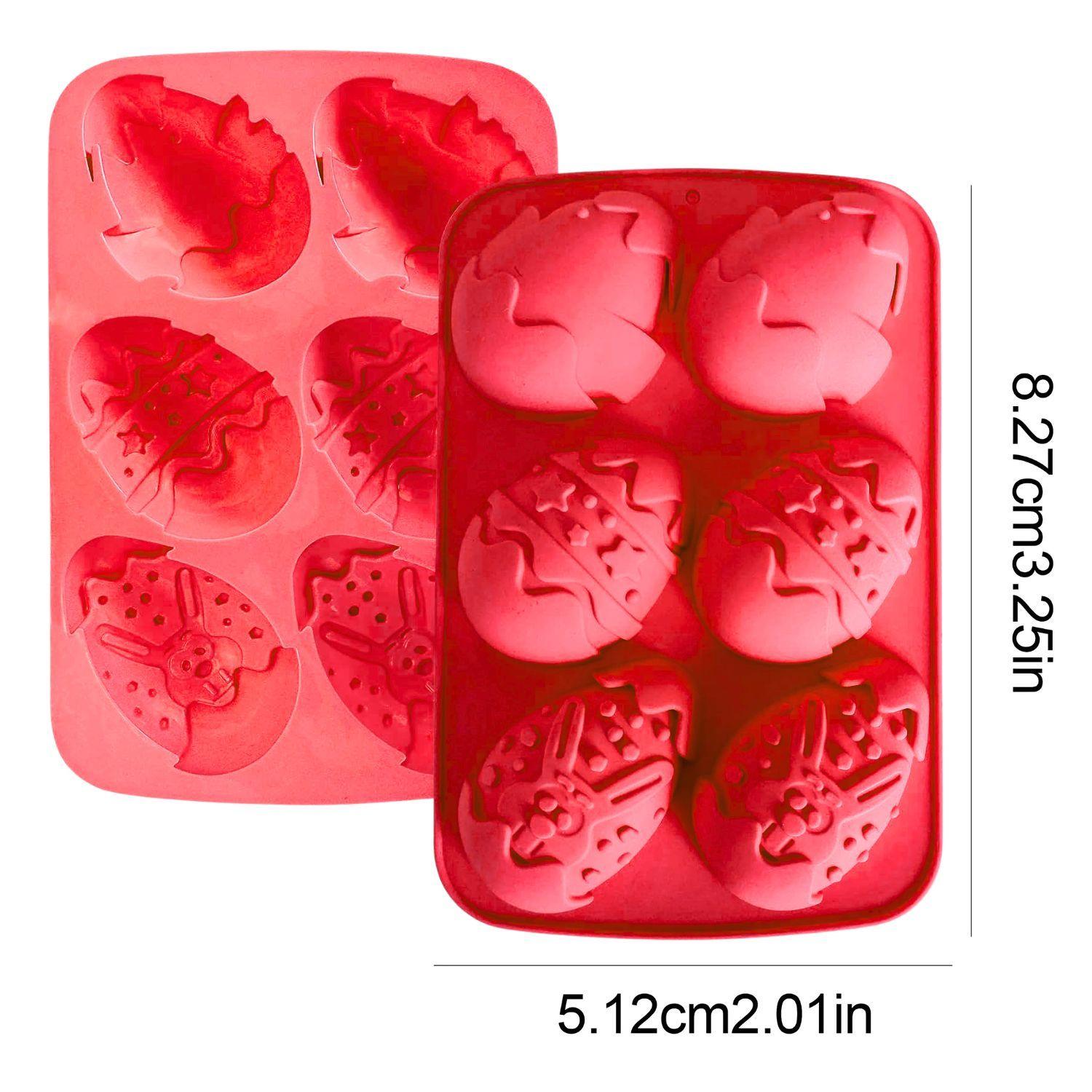 Molde Silicona Bandeja de 6 Huevos de Pascua Grande Rojo-1