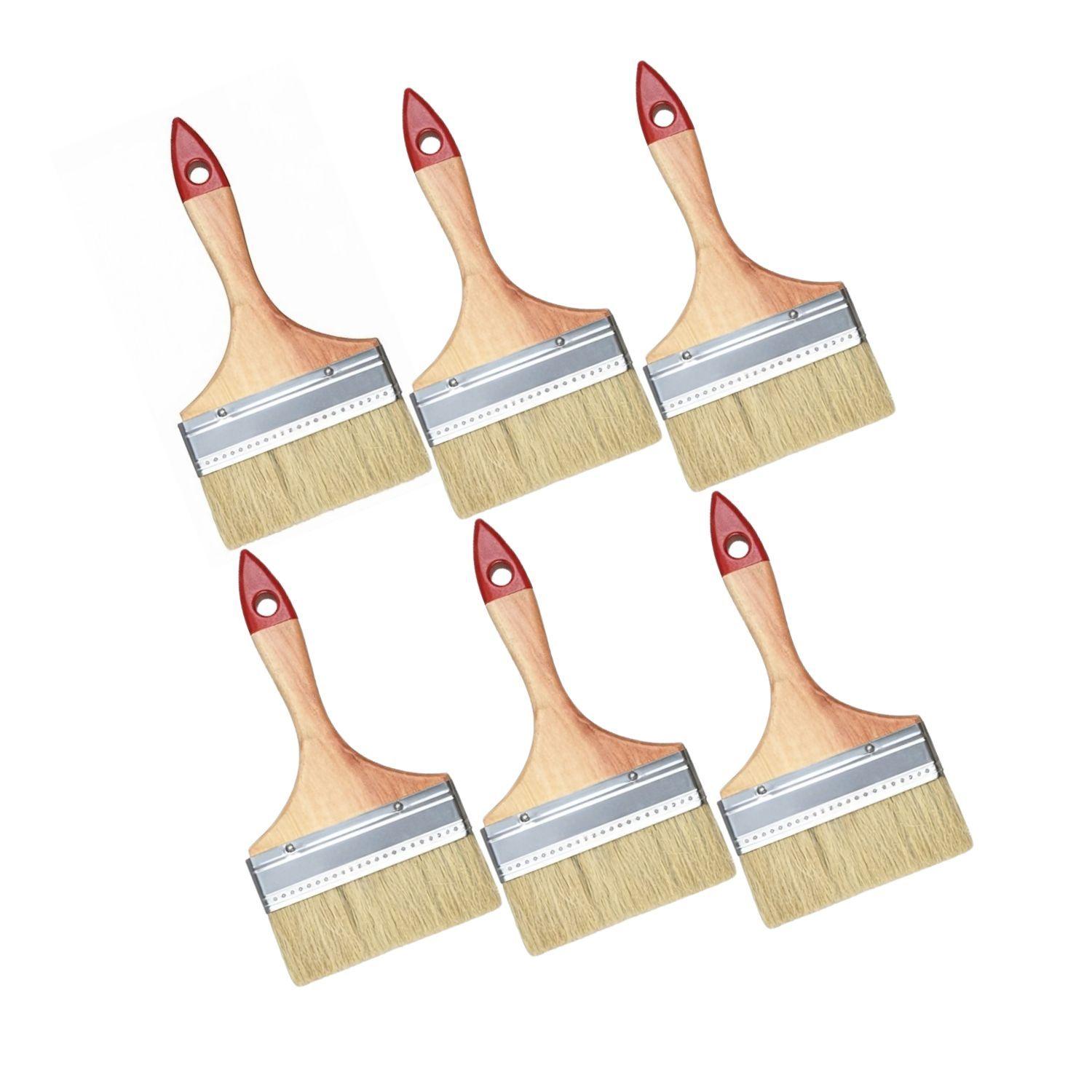 Set 6 Brocha Mango Madera 5 Pulgadas Para Pintura Pintar-0