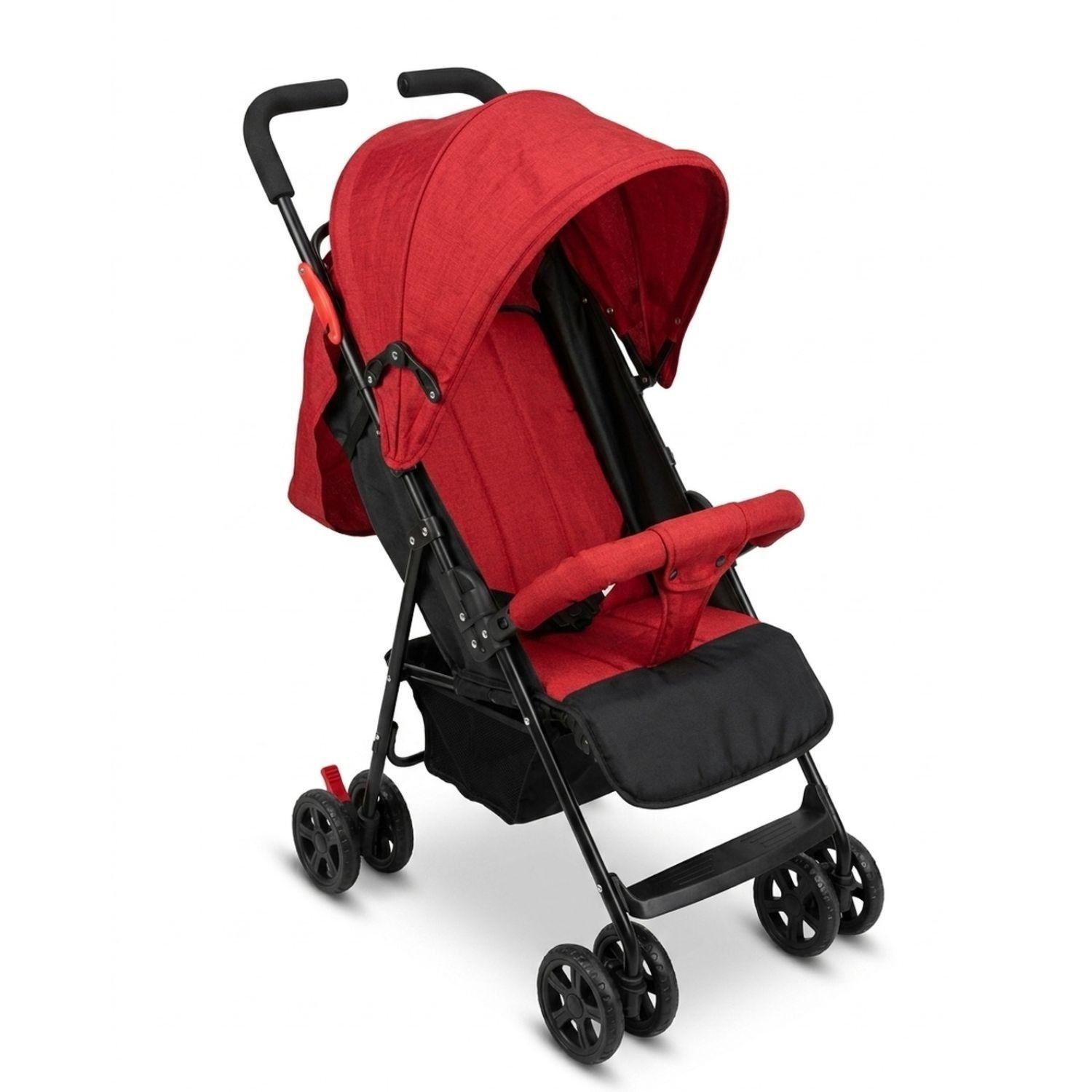 Coche Paseo Bebe Recostable Acero Plegable Rojo-0