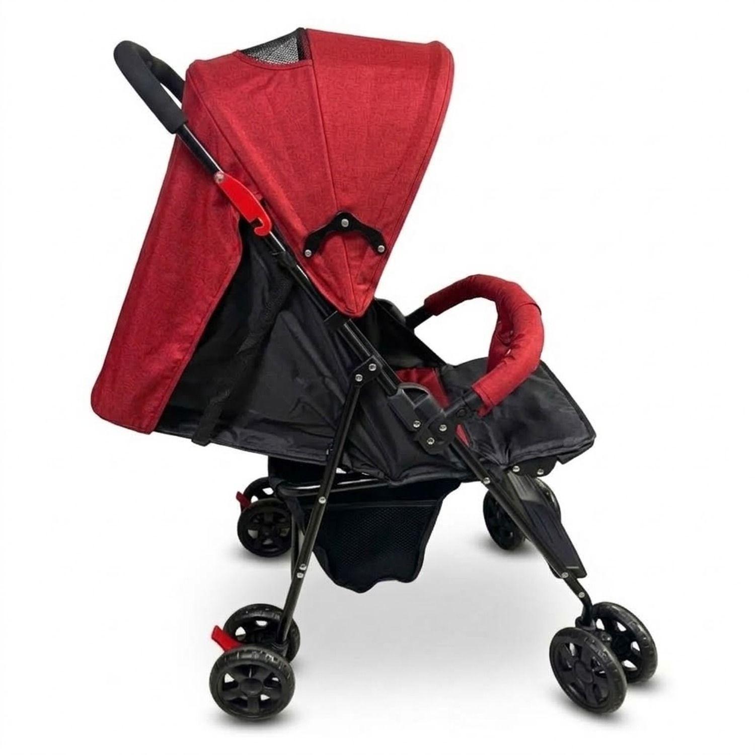 Coche Paseo Bebe Recostable Acero Plegable Rojo-1