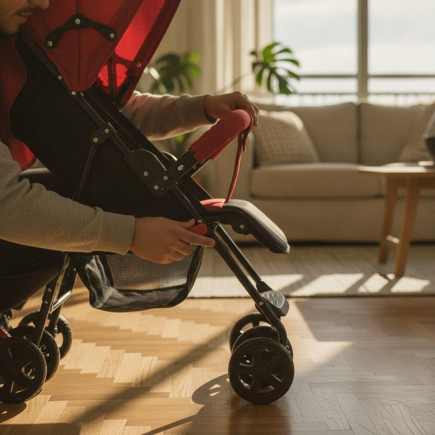 Coche Paseo Bebe Recostable Acero Plegable Rojo-2