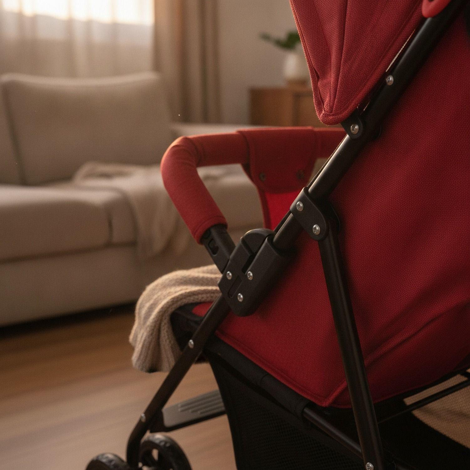 Coche Paseo Bebe Recostable Acero Plegable Rojo-3
