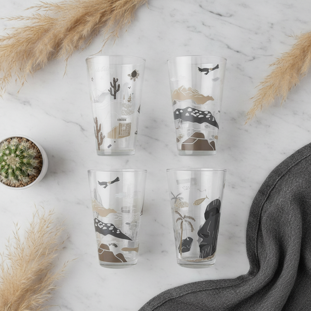 Set 4 Vasos Vidrio Glasso Lugares de Chile Hogar 470ml-5