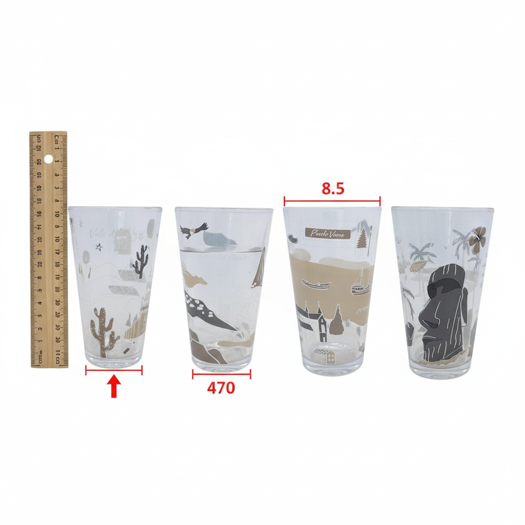 Set 4 Vasos Vidrio Glasso Lugares de Chile Hogar 470ml-6