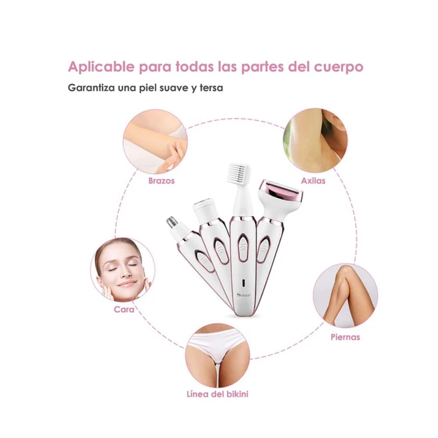 Depiladora 4 en 1 Recargable Bikini Cejas Piernas Nariz-2