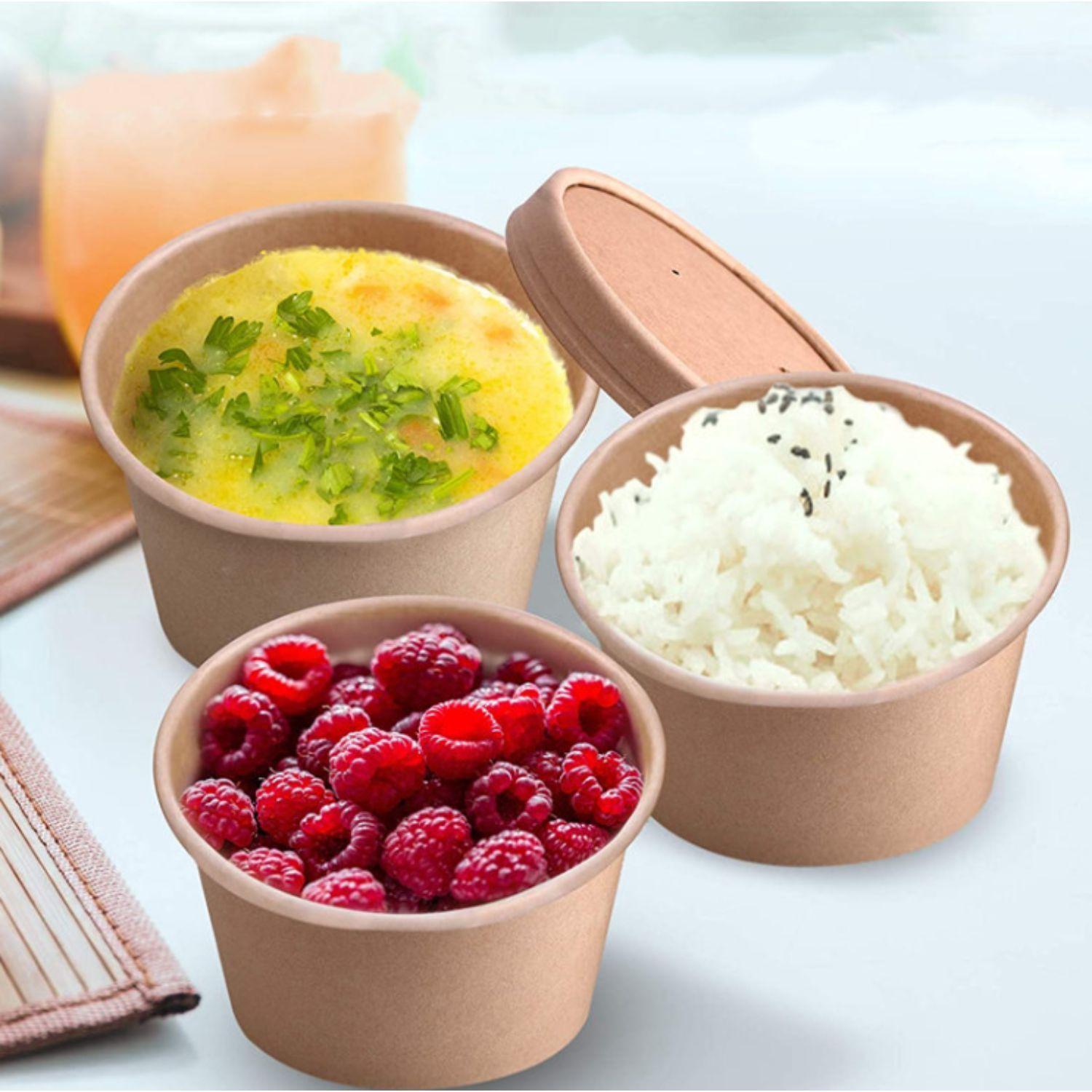 Set 30 Envases Para Sopa Kraft 236mL 8oz Comida Desechable-3