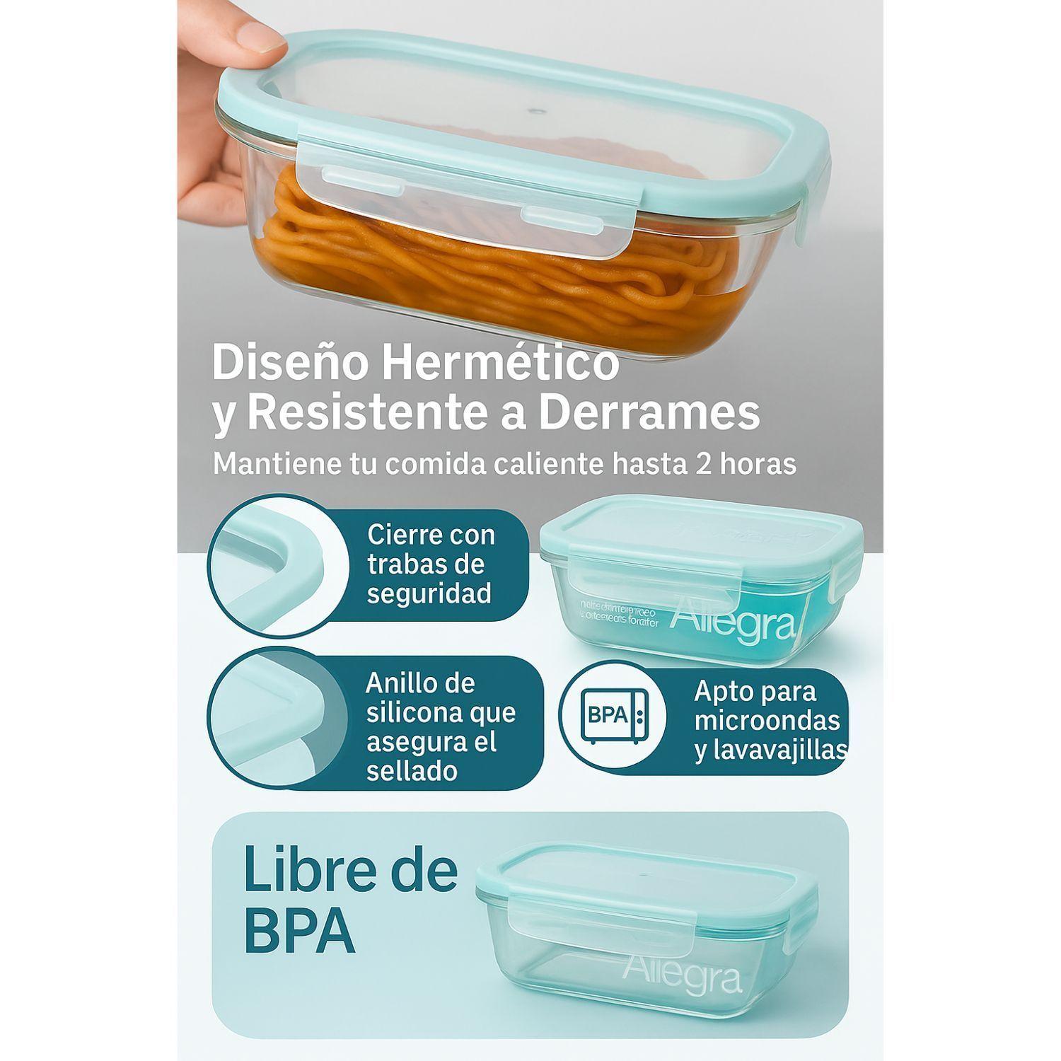 Set 6 Contenedores Hermetico Rectangular 750mL Allegra-2