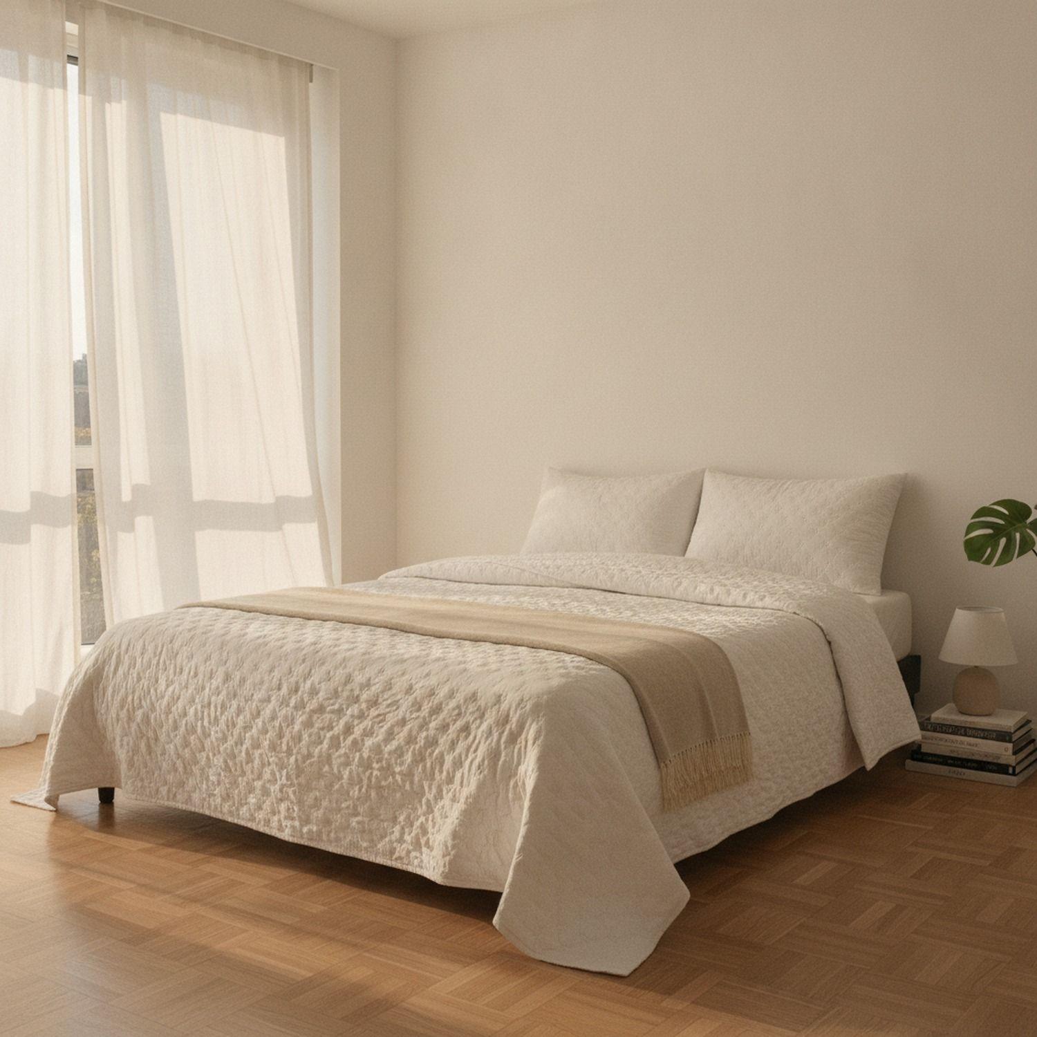 Cubrecamas Quilt 2 1/2 Plazas Blanco Deluxe Collection-4